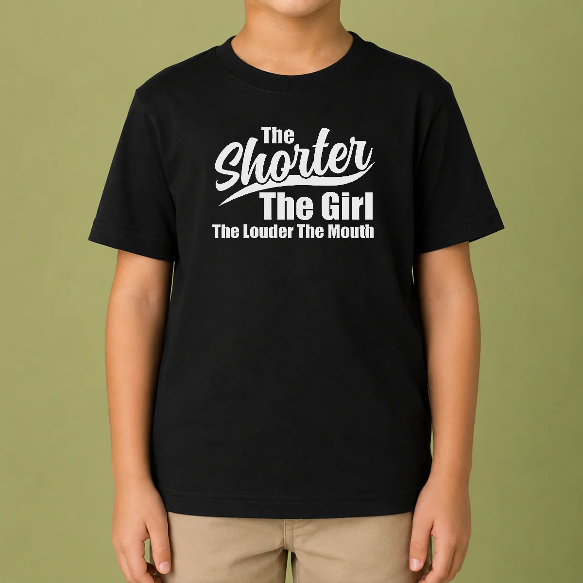Top The Shorter The Girl The Louder The Mouth Kids T-Shirt