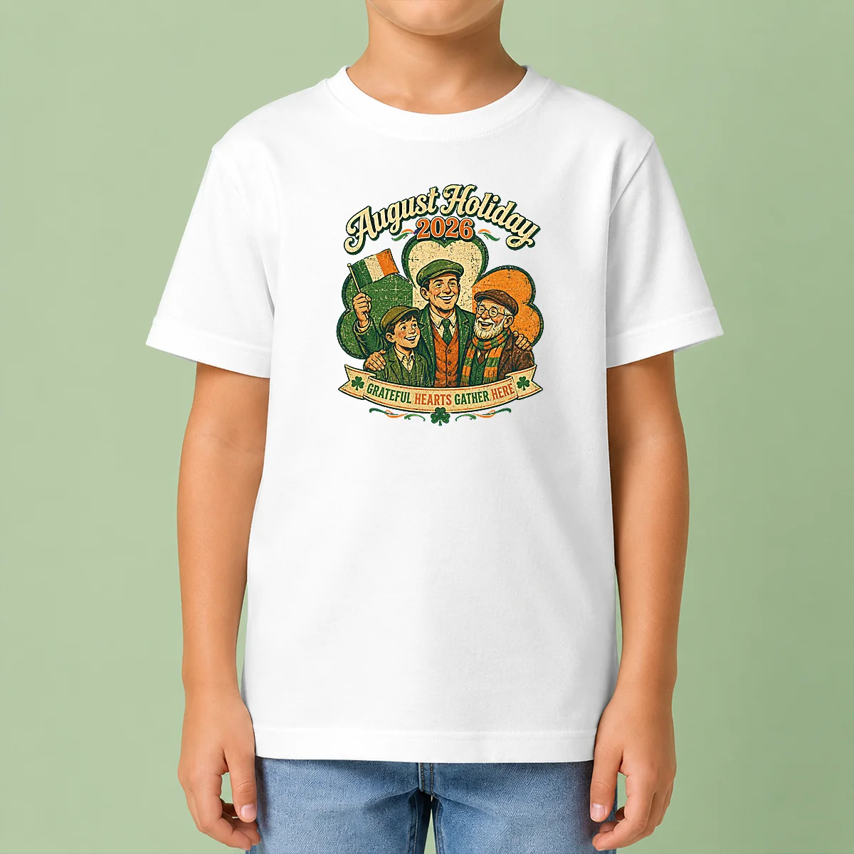 Awesome August Holiday Ireland Family Gratitude Vintage Kids T-Shirt