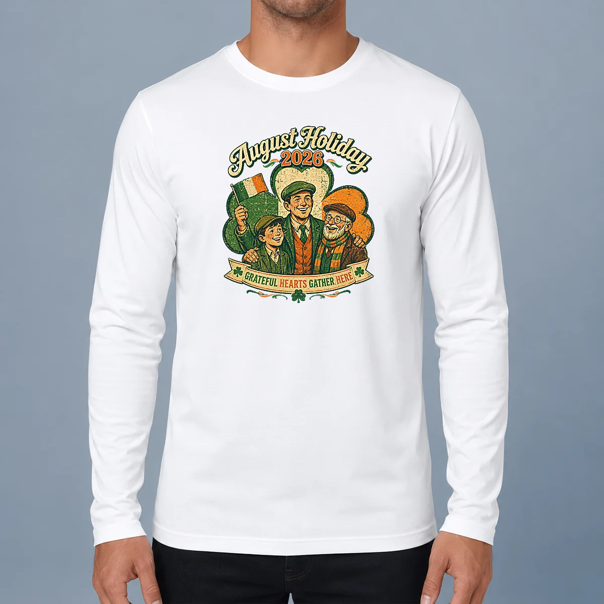 Awesome August Holiday Ireland Family Gratitude Vintage Long Sleeve Shirt