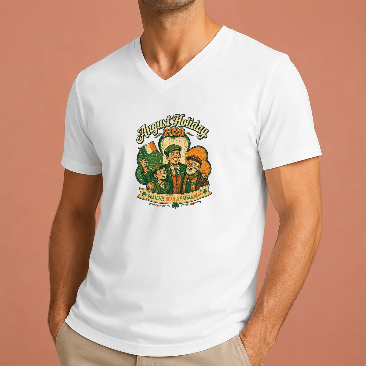 Awesome August Holiday Ireland Family Gratitude V-Neck Shirt Awesome August Holiday Ireland Family Gratitude V-Neck Shirt