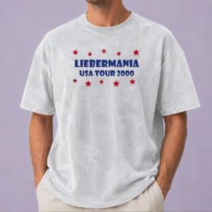 Awesome Liebermania USA Tour 2000 Joe Lieberman Washed T-Shirt