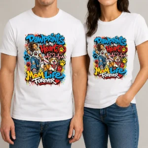 Dog Mom Pawprints Heartbeat Graffiti Shirt