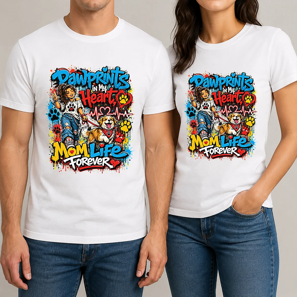 Dog Mom Pawprints Heartbeat Graffiti Shirt Shirt Dog Mom Pawprints Heartbeat Graffiti Shirt Shirt