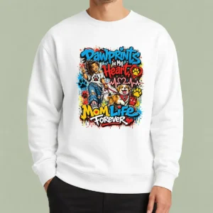 Dog Mom Pawprints Heartbeat Graffiti Sweater