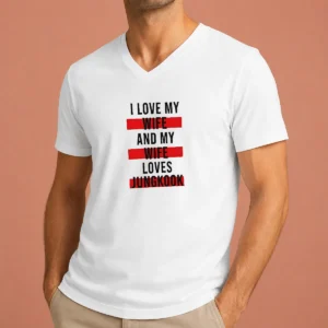 Funny Awesome I Love My Wife And My Wife Loves Jungkook V-Neck Shirt