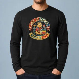 Funny Back To School Ready To Rule Retro Distressed Long Sleeve Shirt