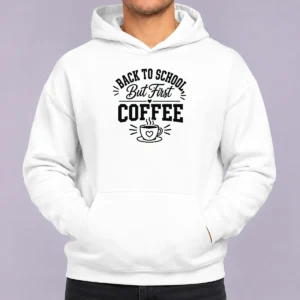 Funny Back To School Sassy Coffee Line Art Hoodie
