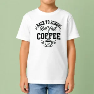 Funny Back To School Sassy Coffee Line Art Kids T-Shirt