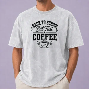 Funny Back To School Sassy Coffee Line Art Washed T-Shirt
