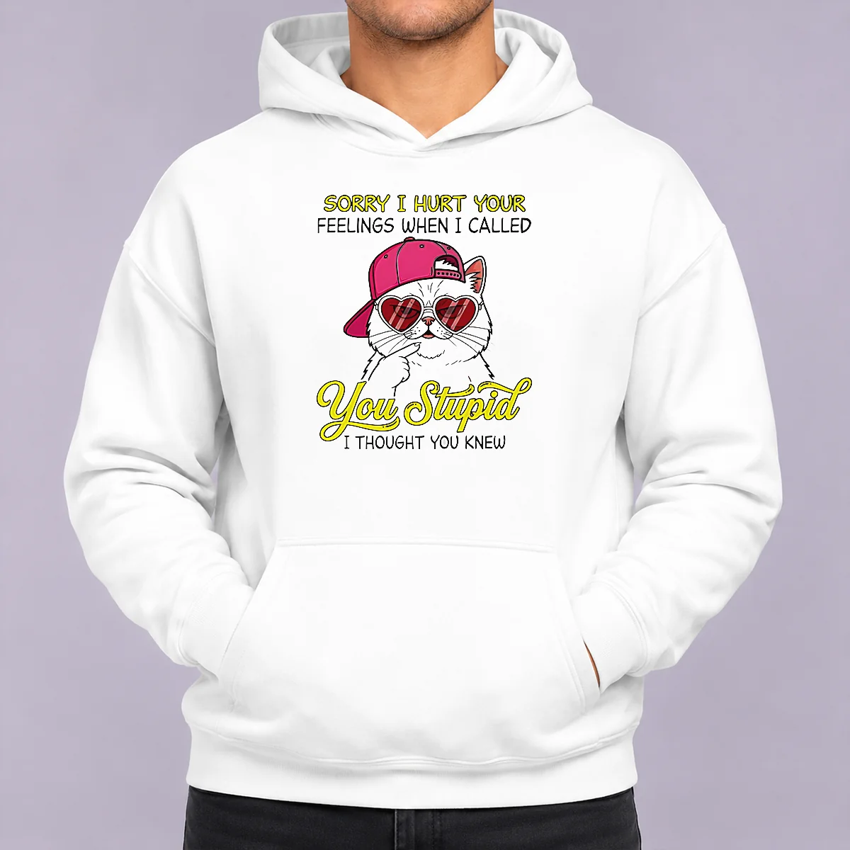 Funny Cat Sorry I Hurt Your Feelings When I Called You Stupid I Thought You Knew Hoodie