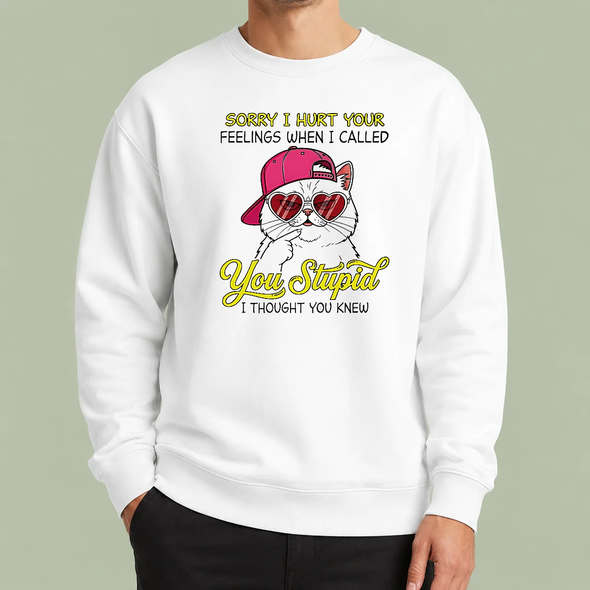 Funny Cat Sorry I Hurt Your Feelings When I Called You Stupid I Thought You Knew Sweater