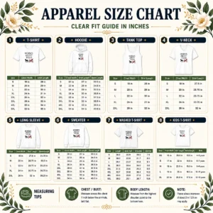 Size chart for Funny Horses Arent Taxis Vintage showing garment measurements in inches and cm