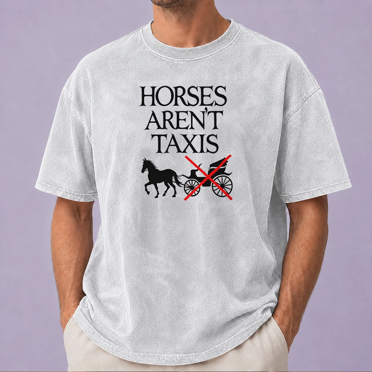 Funny Horses Arent Taxis Vintage Washed T-Shirt