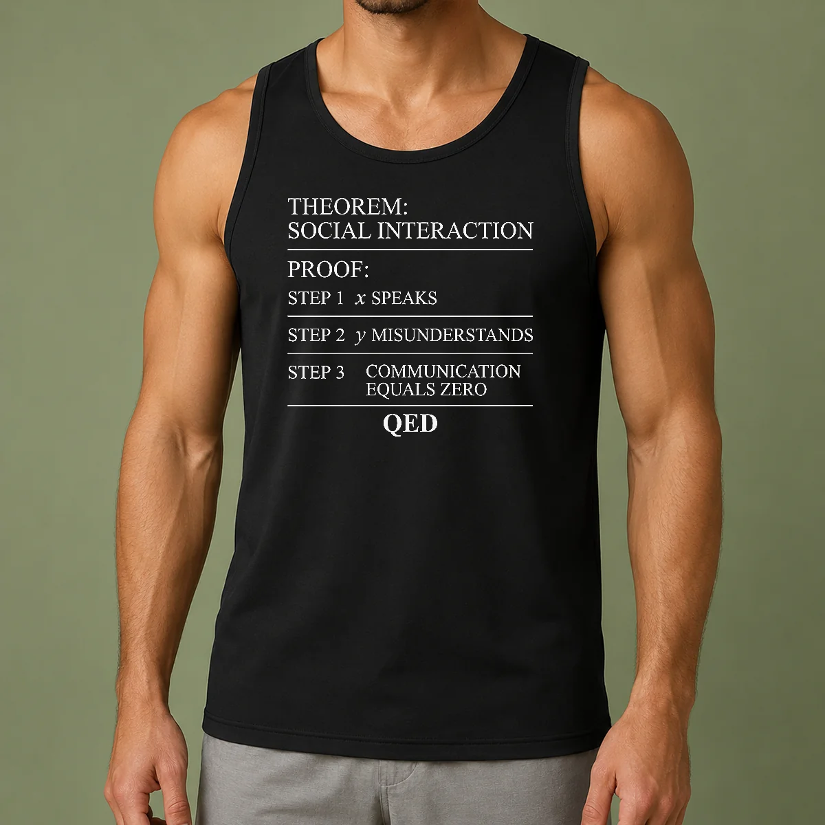 Funny Hot Social Interaction Theorem Math Proof Introvert Tank Top