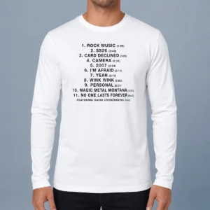 Funny No One Lasts Forever Featuring David Cronenberg Tracklist Long Sleeve Shirt