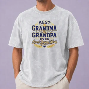 Funny Official Grandparents Day Typography With Family Love Gratitude printed on a soft washed t shirt in light gray