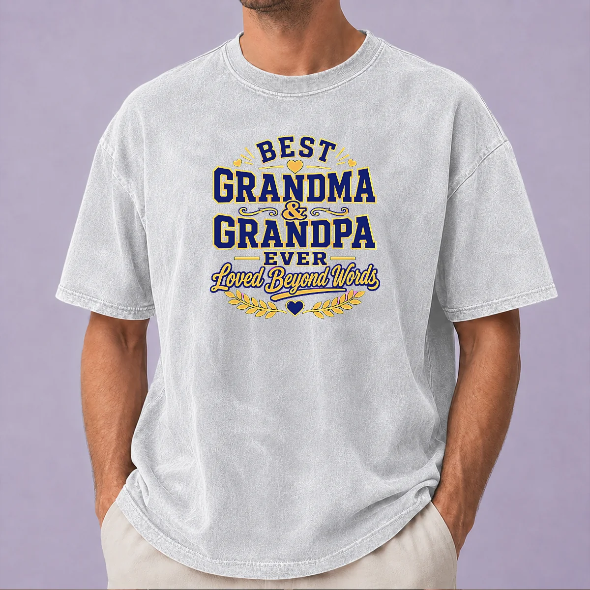 Funny Official Grandparents Day Typography With Family Love Gratitude printed on a soft washed t shirt in light gray