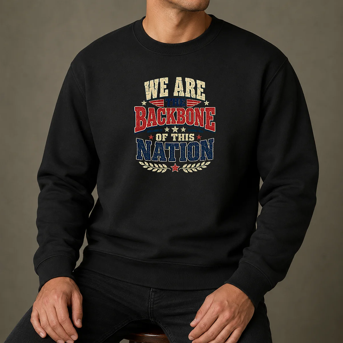 Funny We Are The Backbone Of This Nation Retro Distressed Sweater