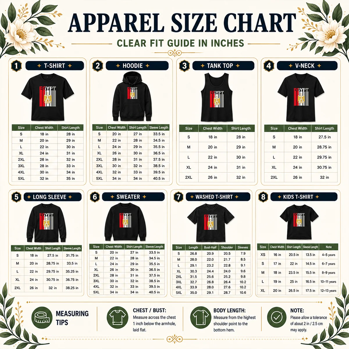 Good Egypt Flag Eagle Coat Of Arms Size Chart Size chart for Good Egypt Flag Eagle Coat Of Arms with measurements in inches and cm