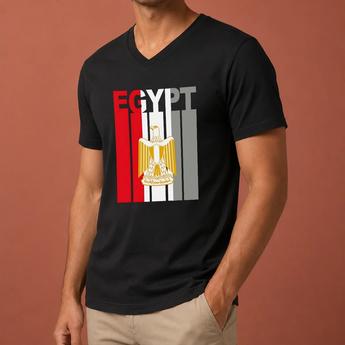 Good Egypt Flag Eagle Coat Of V-Neck Shirt Good Egypt Flag Eagle Coat Of V-Neck Shirt