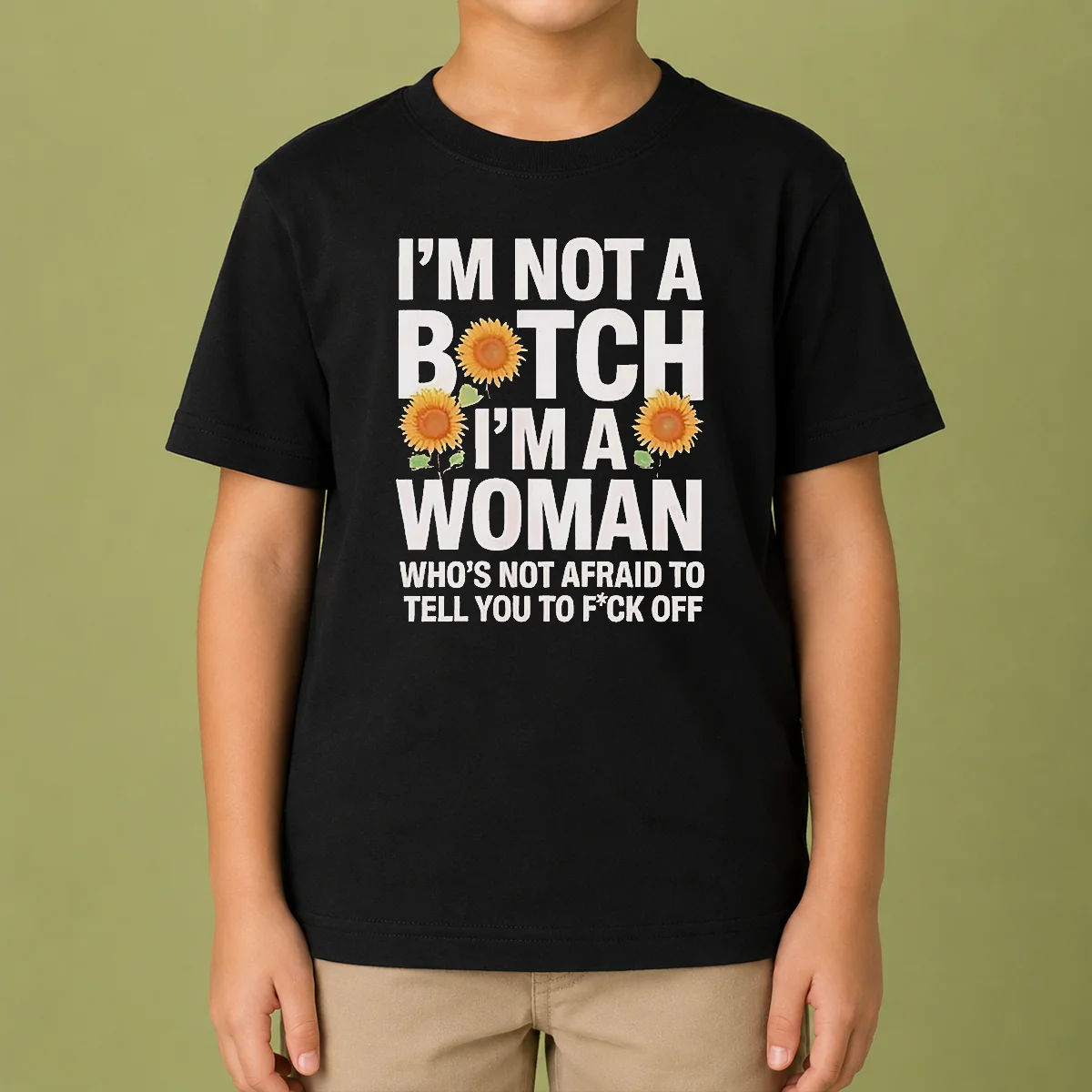 Good I'M Not A Btch I'M A Woman Who'S Not Afraid To Tell You To F Off kids short sleeve t shirt in white