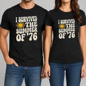 Happy Good I Survived The Summer Of '76 1976 Vintage t shirt in classic fit with retro print