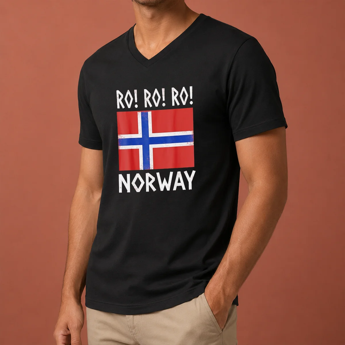 Happy Nice Ro Ro Ro Norway V-Neck Shirt Happy Nice Ro Ro Ro Norway V-Neck Shirt