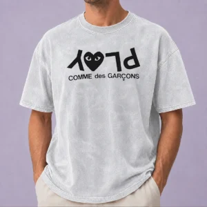 Hot Comme Des GarçOns Play Logo Fashion Washed T Shirt in soft cotton with classic play logo on front