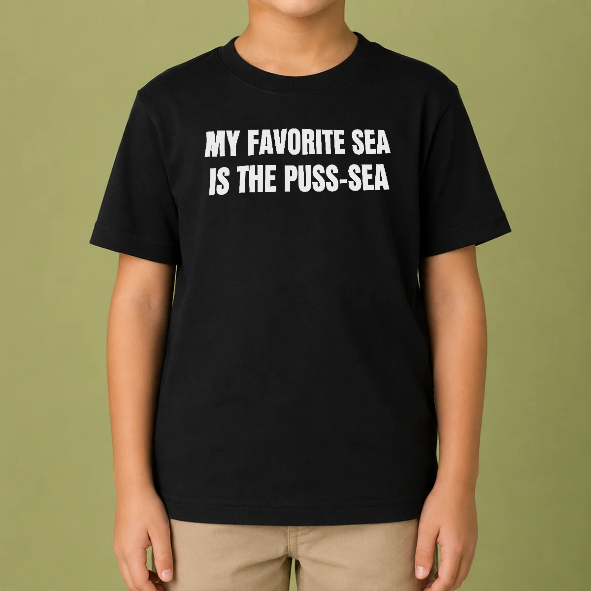 Hot My Favorite Sea Is The Puss Sea Kids T Shirt featuring colorful sea-themed graphic on soft cotton fabric