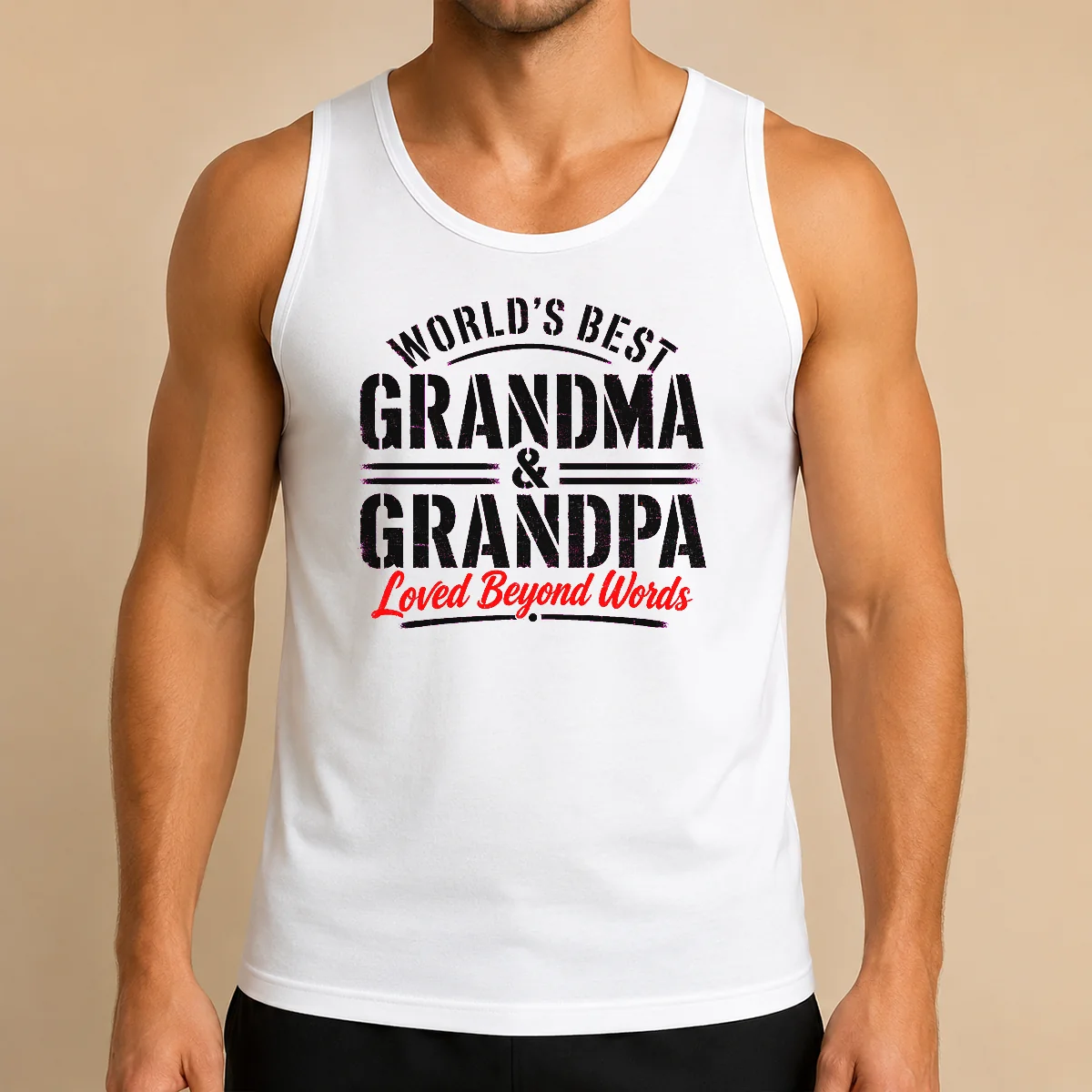 Hot Premium Grandparents Day Stencil Worlds Best Grandma Grandp Tank Top