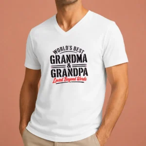 Hot Premium Grandparents Day Stencil Worlds Best Grandma Grandp V-Neck Shirt