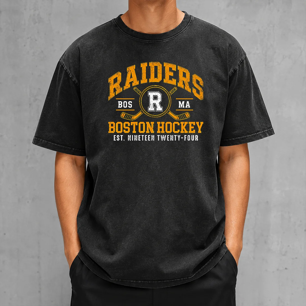 Hot Vintage Boston Raiders Hockey Fan Team Spirit Washed T-Shirt