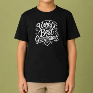 Hot Worlds Best Grandparents Day Line Art Kids T-Shirt