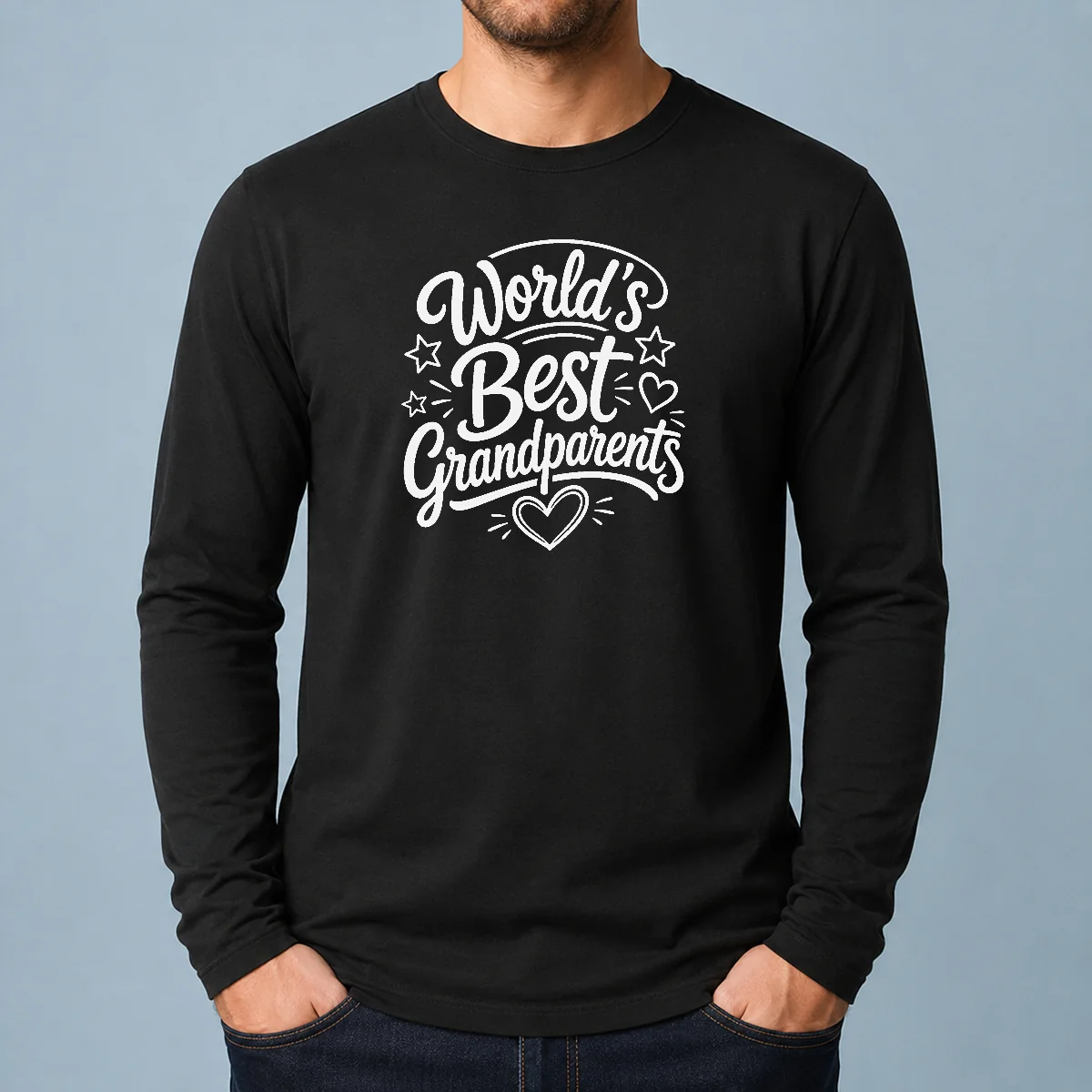 Hot Worlds Best Grandparents Day Line Art Long Sleeve Shirt