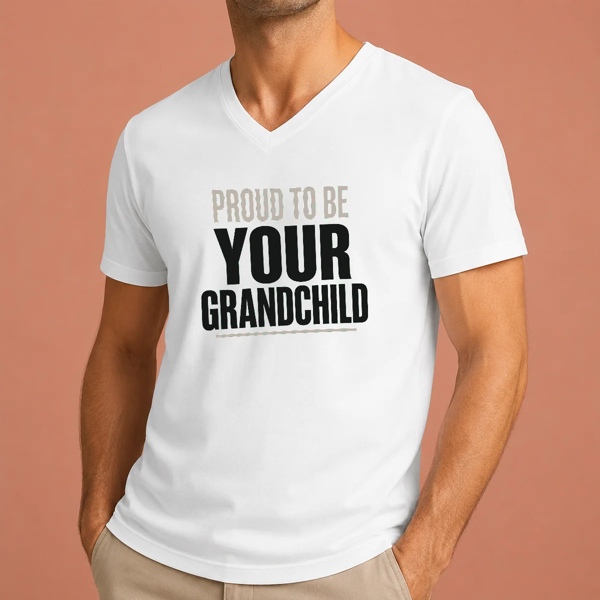 Nice Funny Grandparents Day Proud Grandchild V-Neck Shirt Nice Funny Grandparents Day Proud Grandchild V-Neck Shirt