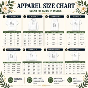 Size chart for Nice Good Long And Short Character Comparison Educational with measurements in inches and cm