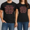 Nice I Went To A Nine Inch Nails Concert And Trent Reznor Beat The Shit Out Of Me t shirt in black, front view with bold white text graphic
