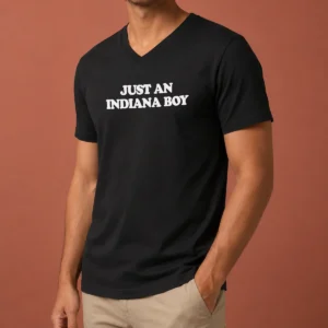 Nice Just An Indiana Boy Hoosier Midwest Home State V-Neck Shirt
