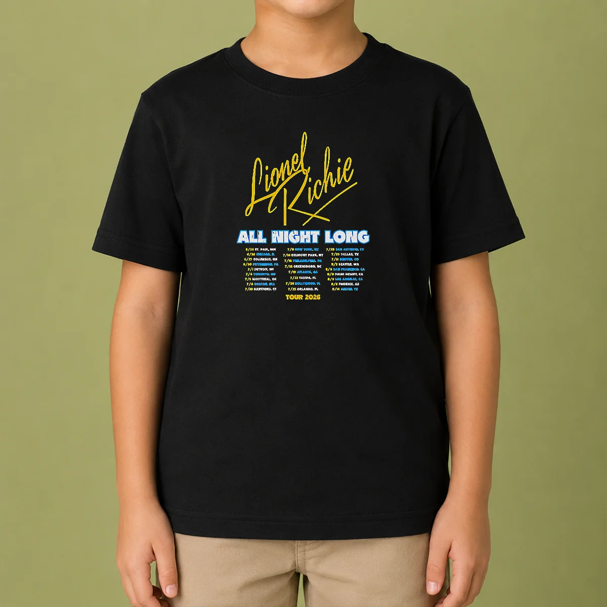 Nice Lionel Richie All Night Long Tour 2026 Concert Dates City List Poster Kids T-Shirt