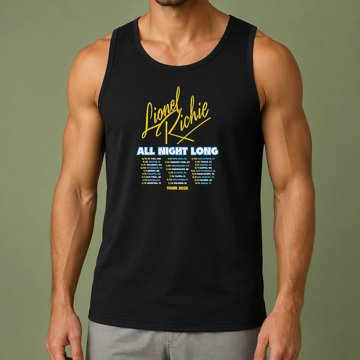 Nice Lionel Richie All Night Long Tour 2026 Concert Dates City List Poster Tank Top
