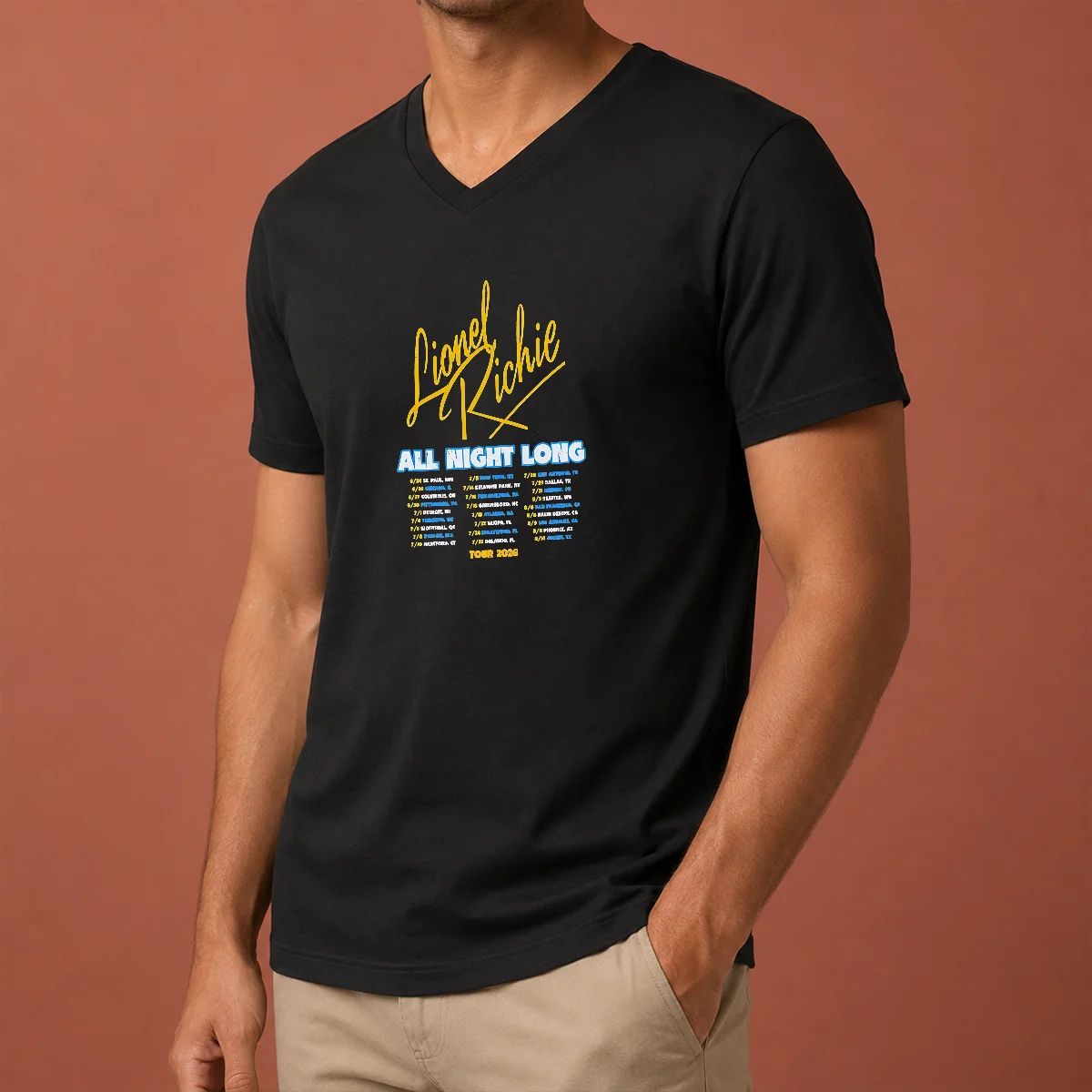 Nice Lionel Richie All Night Long V-Neck Shirt Nice Lionel Richie All Night Long V-Neck Shirt