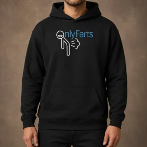 Nice Onlyfarts Onlyfan Logo Hoodie in black with front logo print, cozy pullover style with drawstring hood