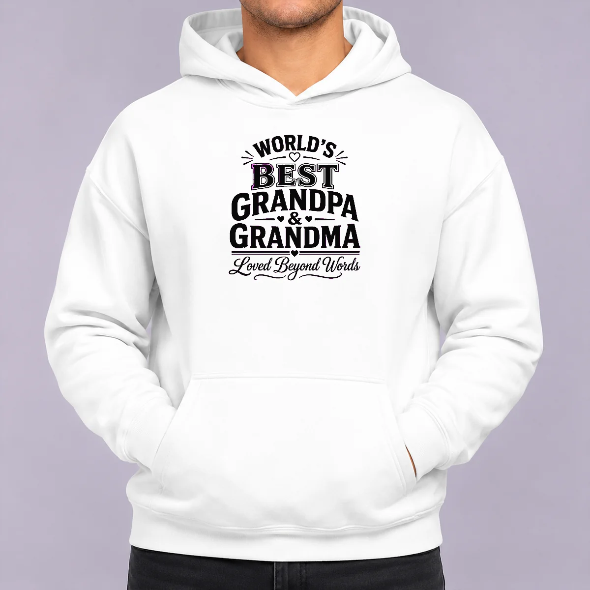 Nice Original Grandparents Day Line Art Loved Beyond Words Hoodie
