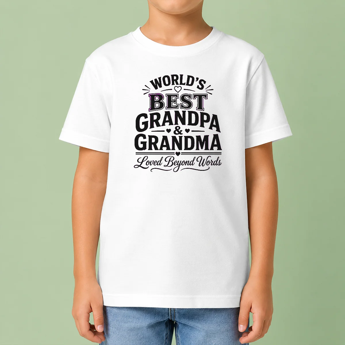Nice Original Grandparents Day Line Art Loved Beyond Words Kids T-Shirt