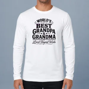 Nice Original Grandparents Day Line Art Loved Beyond Words Long Sleeve Shirt front view in soft fabric