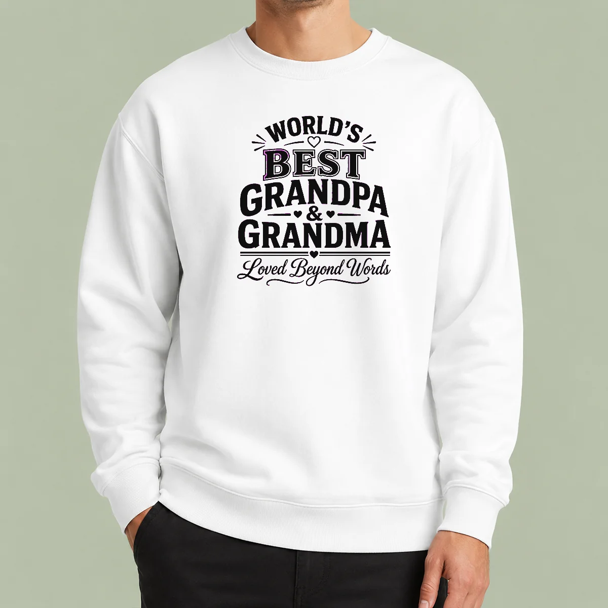 Nice Original Grandparents Day Line Art Loved Beyond Words Sweater