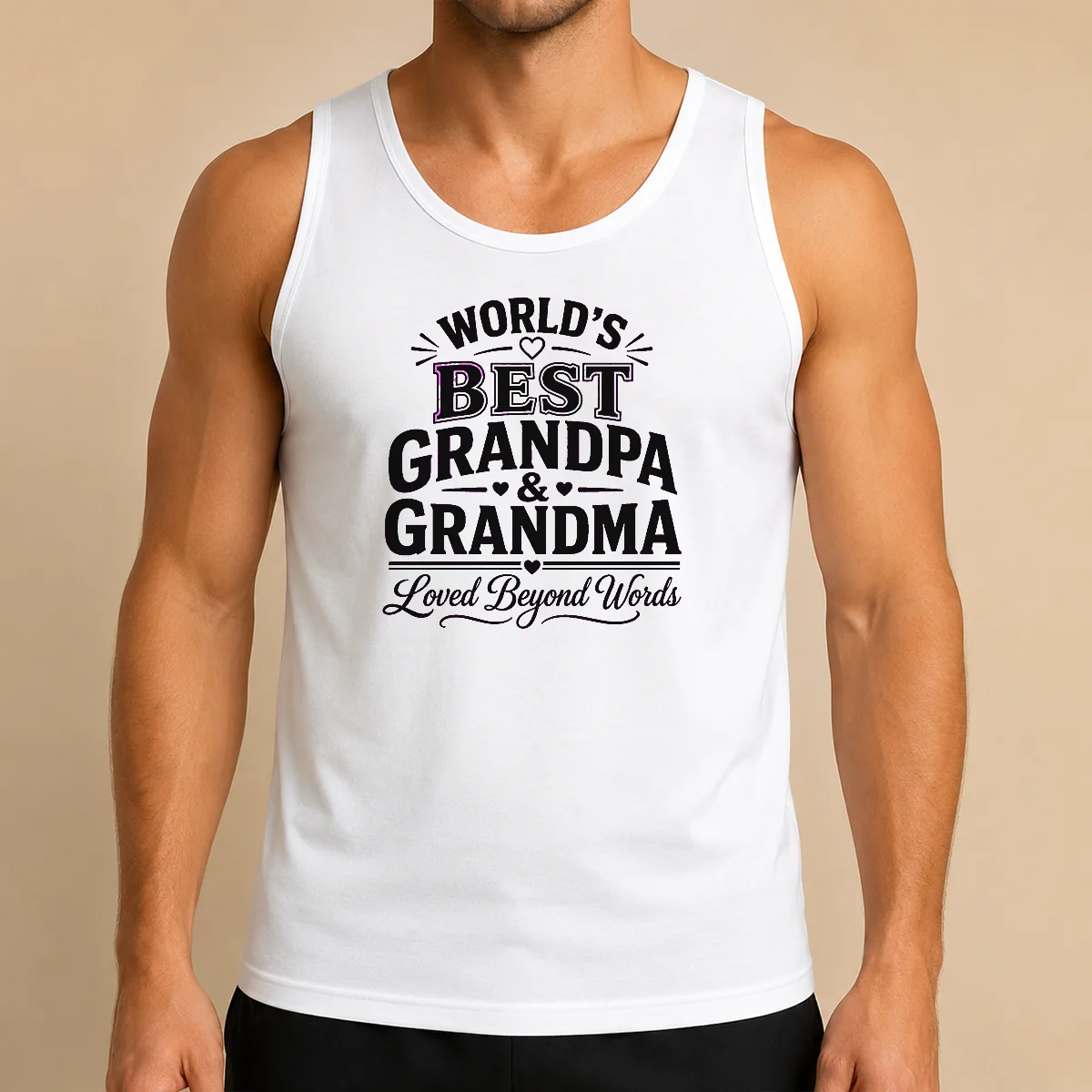Nice Original Grandparents Day Line Art Loved Beyond Words Tank Top
