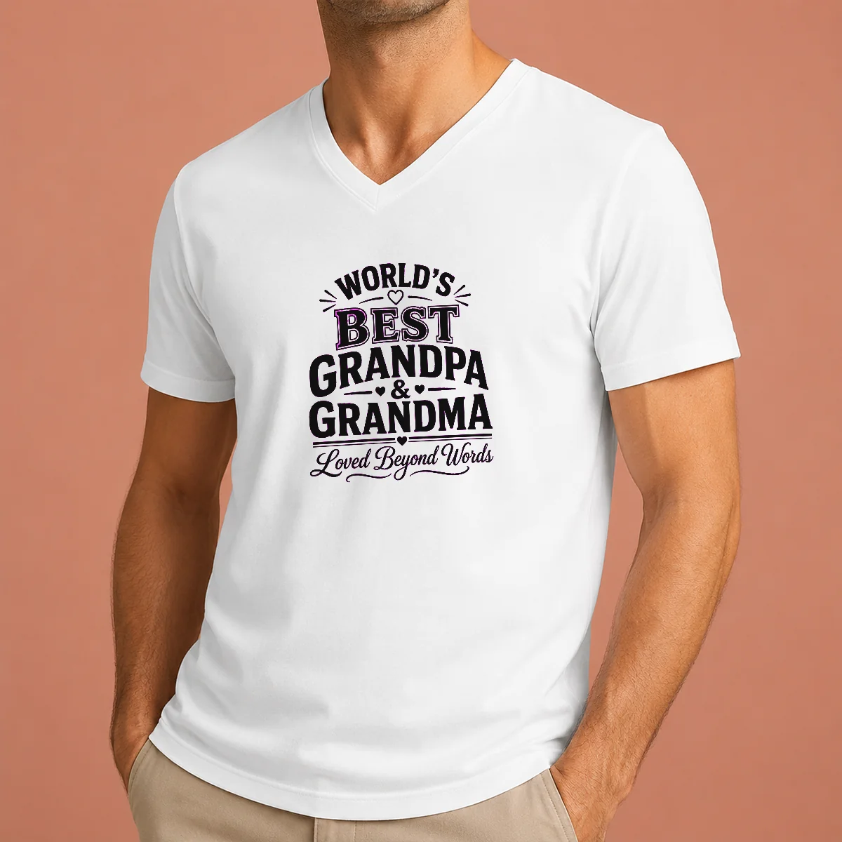 Nice Original Grandparents Day Line Art V-Neck Shirt Nice Original Grandparents Day Line Art V-Neck Shirt