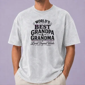 Nice Original Grandparents Day Line Art Loved Beyond Words Washed T Shirt in soft fabric with subtle faded look