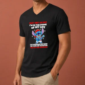 Nice Original Stitch Lilo And Stitch Old Me Oh No I'M In The Prime Of My Life V-Neck Shirt